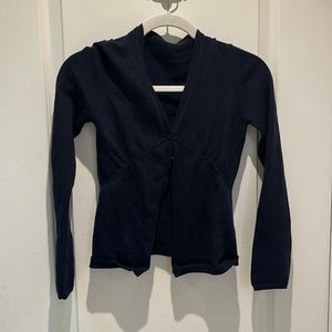 Navy Wool Cardigan with Details and Buttons